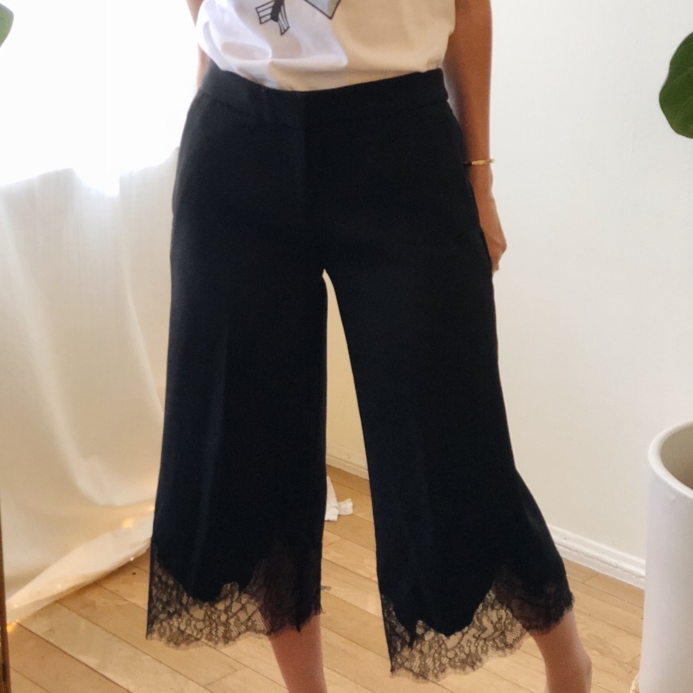 Michael Kors Cropped Lace-Trimmed Trousers